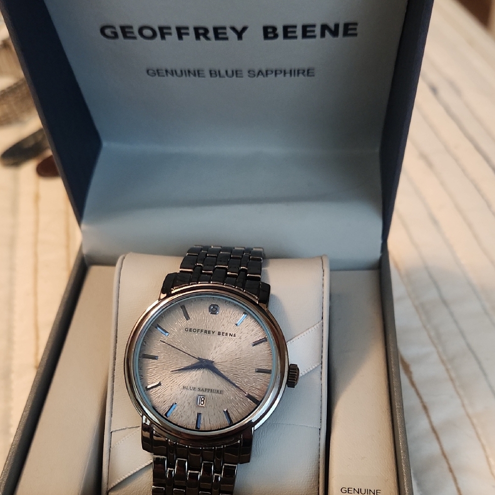 Geoffrey Beene Silver and Black Men's Watch